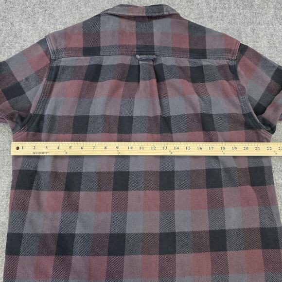 Orvis Shirt Mens Medium Red Gray Plaid Flannel Double Pocket Button Up Shacket - Picture 4 of 16